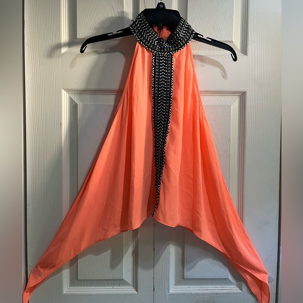 Seduce Tribal Halter Trapeze Orange Top in Size 6